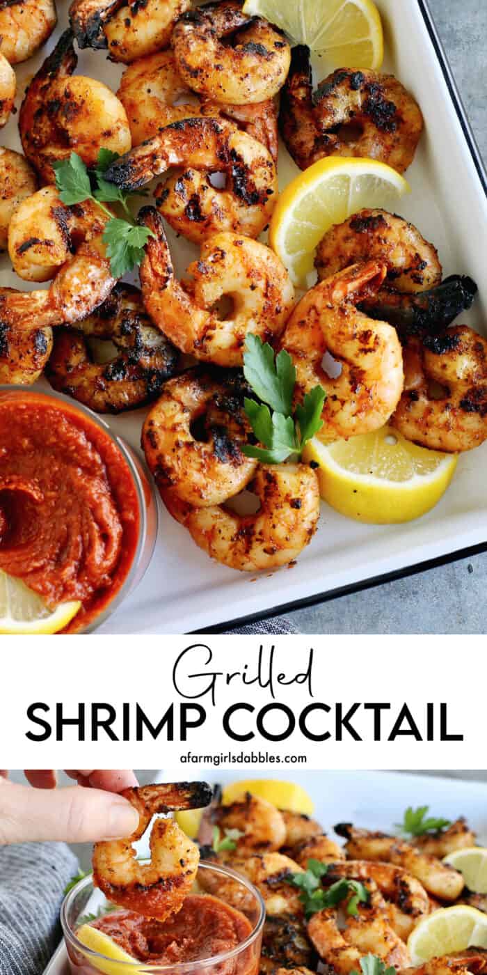 Pinterest image for grilled shrimp cocktail