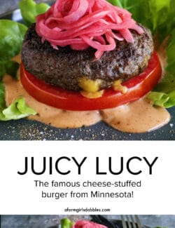 Pinterest image for Juicy Lucy cheeseburger