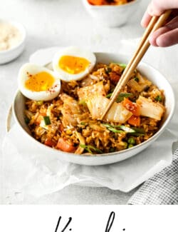 Pinterest image for kimchi fried rice