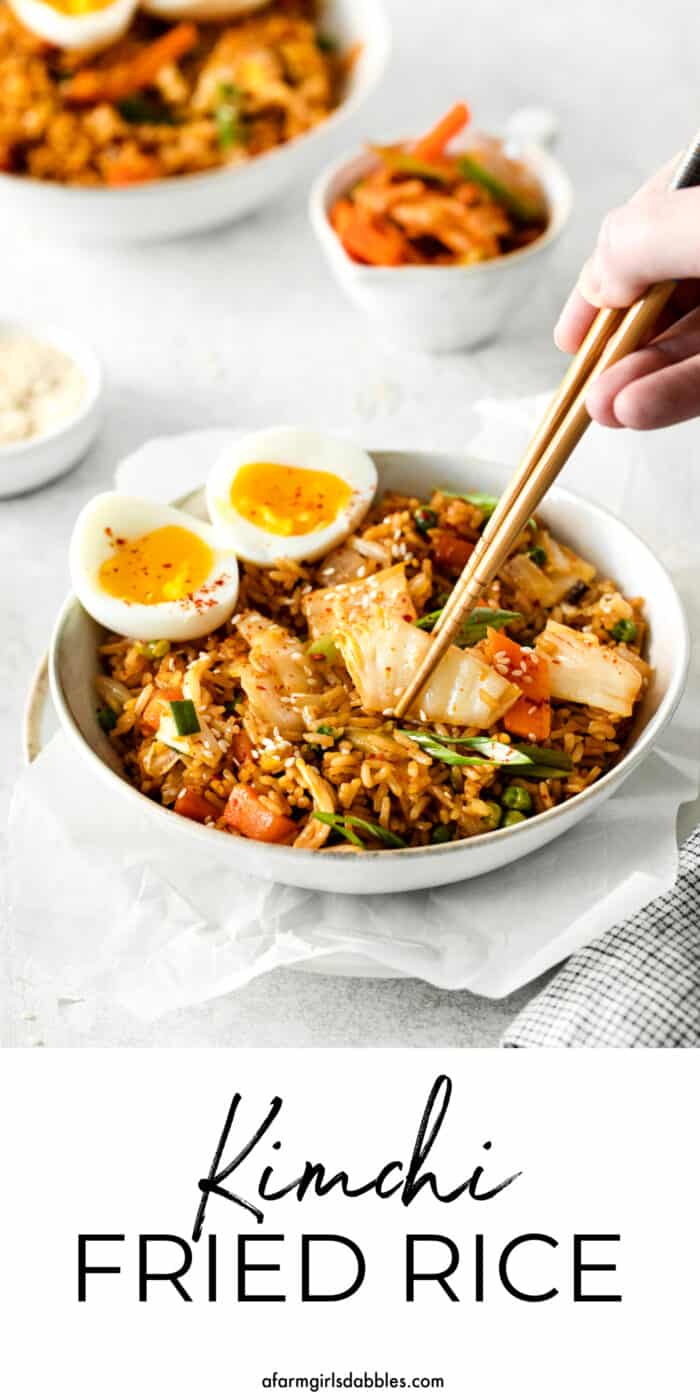 Pinterest image for kimchi fried rice