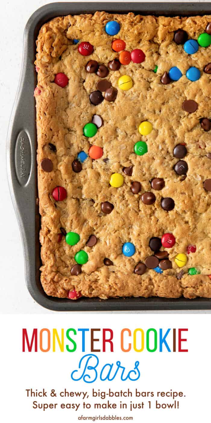 Pinterest image for monster cookie bars