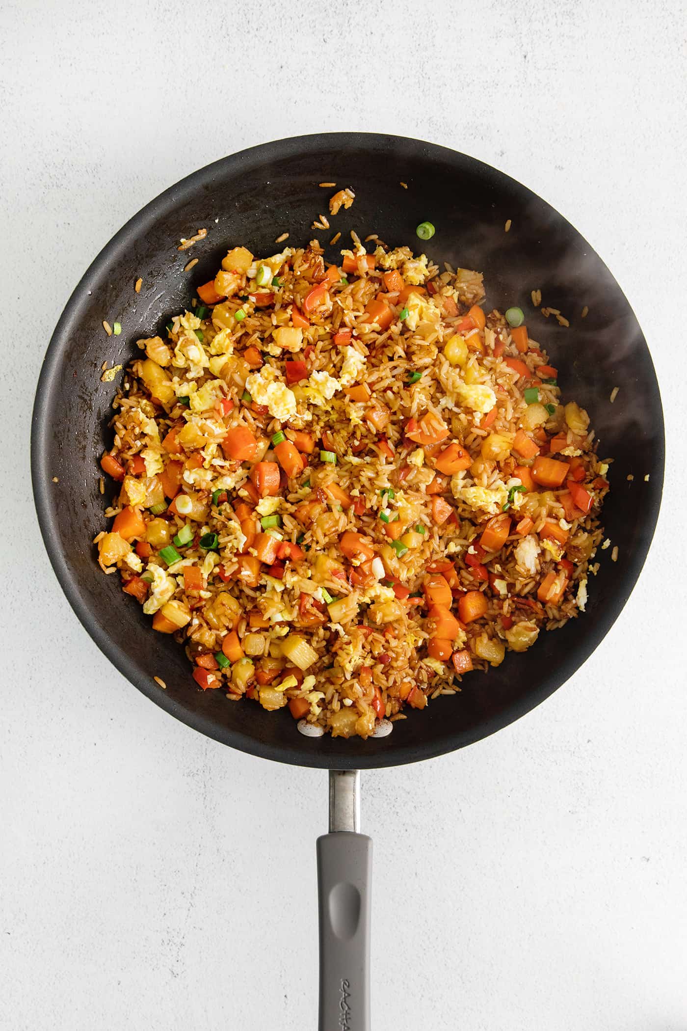 Pineapple fried rice in a skillet