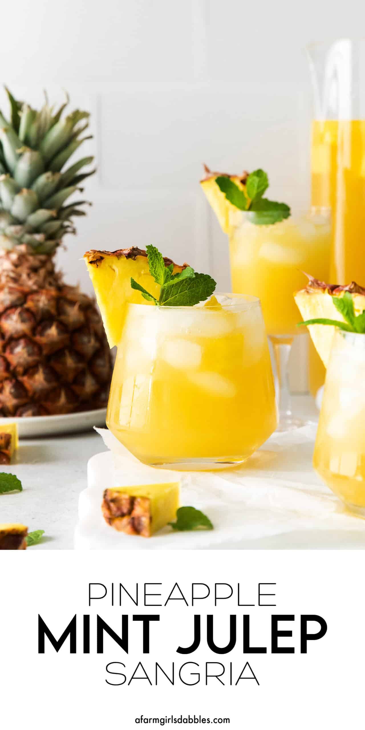 Pinterest image for pineapple mint julep sangria