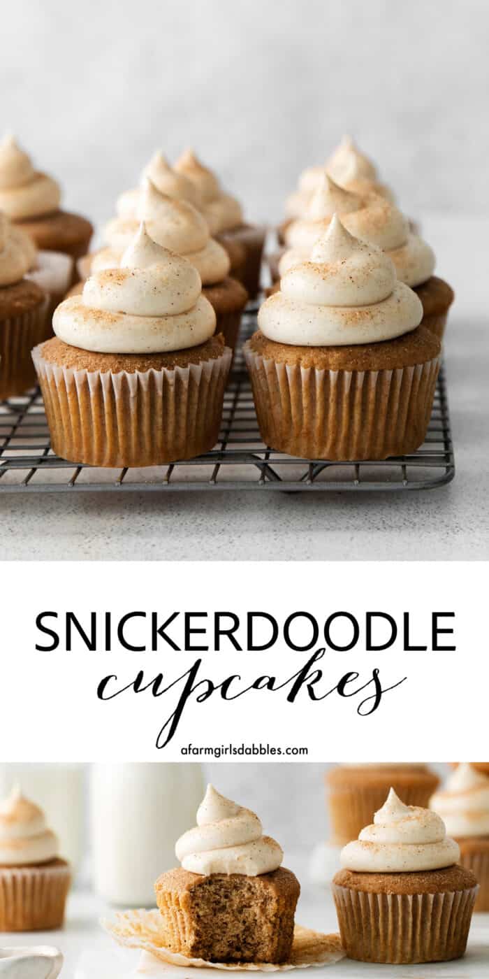 Pinterest image for snickerdoodle cupcakes