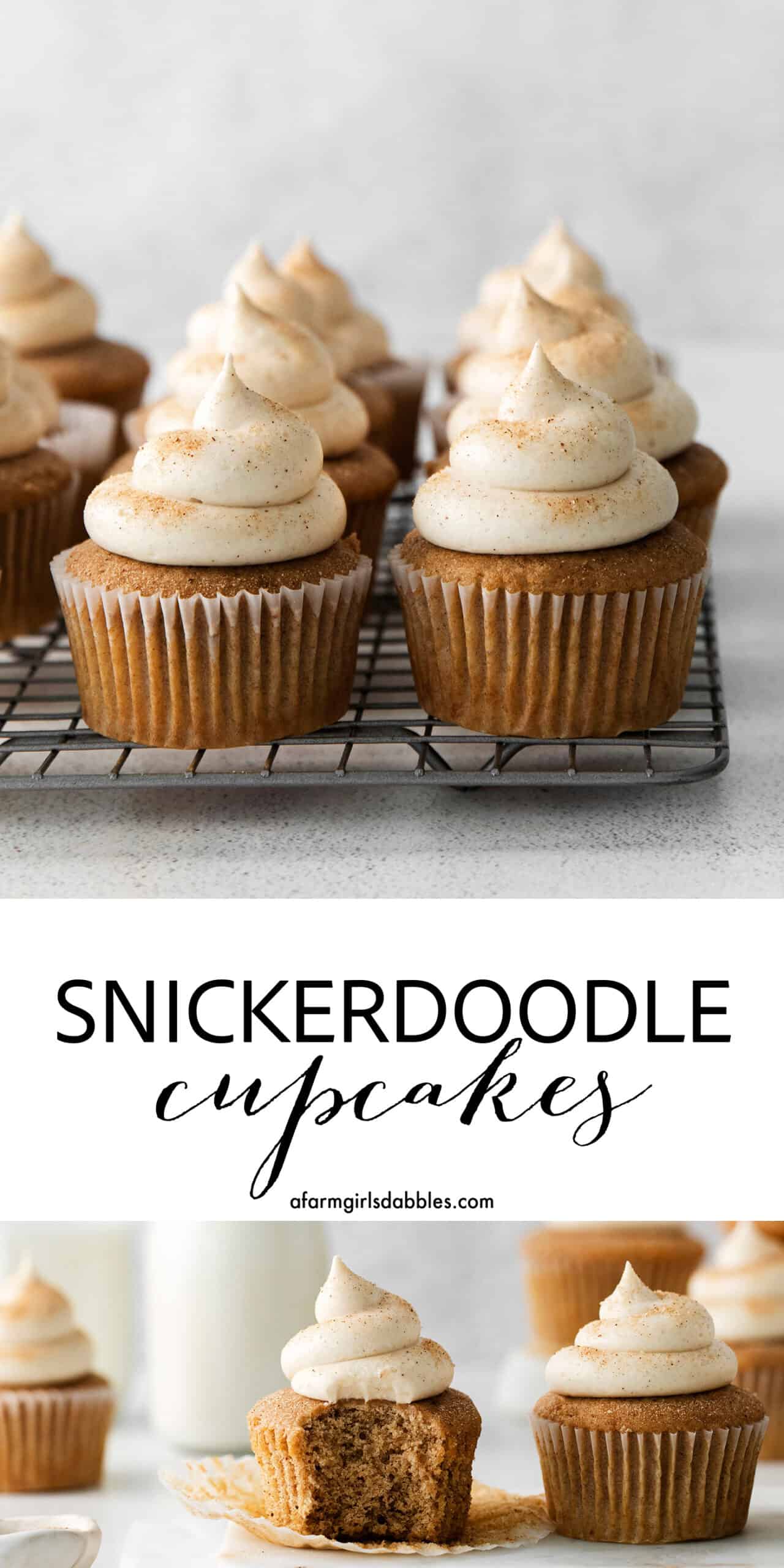 Pinterest image for snickerdoodle cupcakes