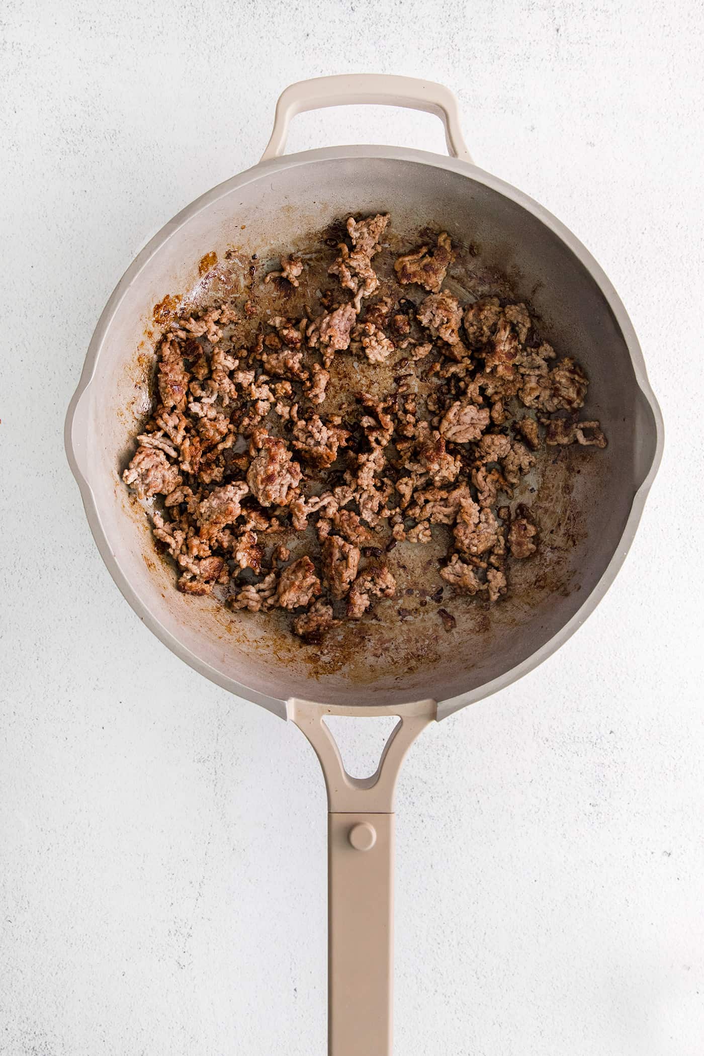 Ground beef in a pan