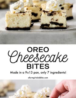 Pinterest image for Oreo cheesecake bites