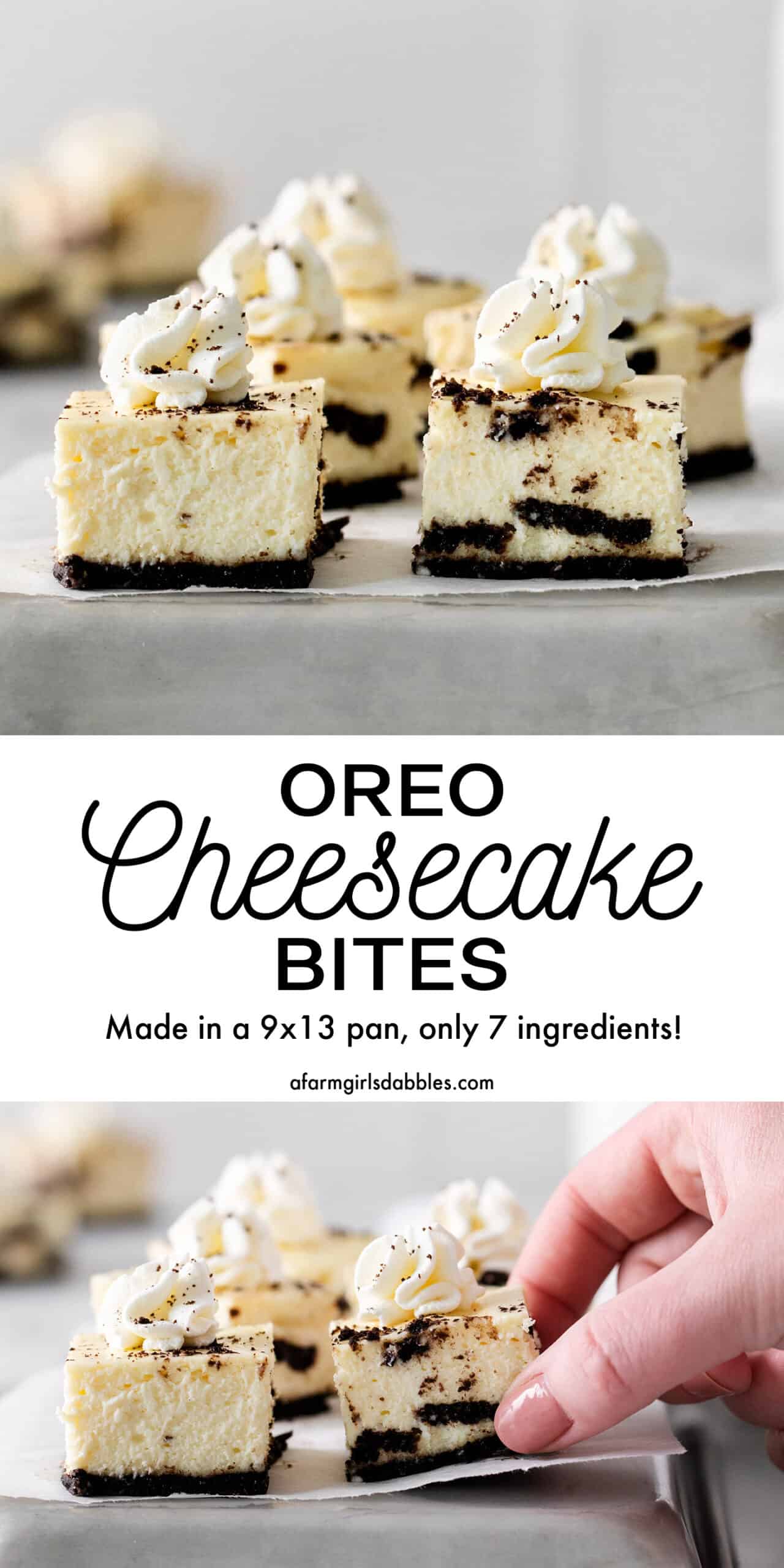 Pinterest image for Oreo cheesecake bites
