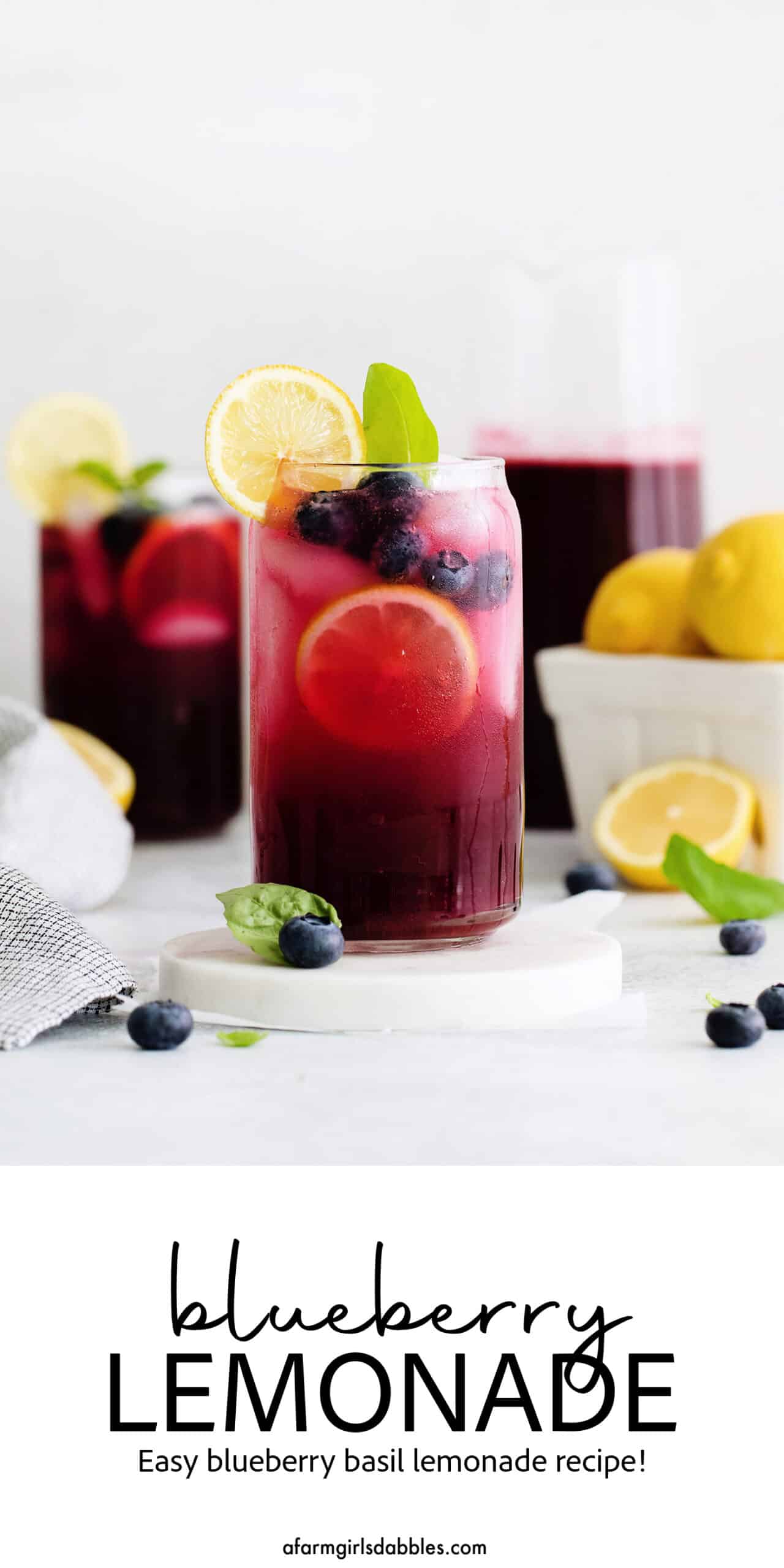 Pinterest image for blueberry basil lemonade