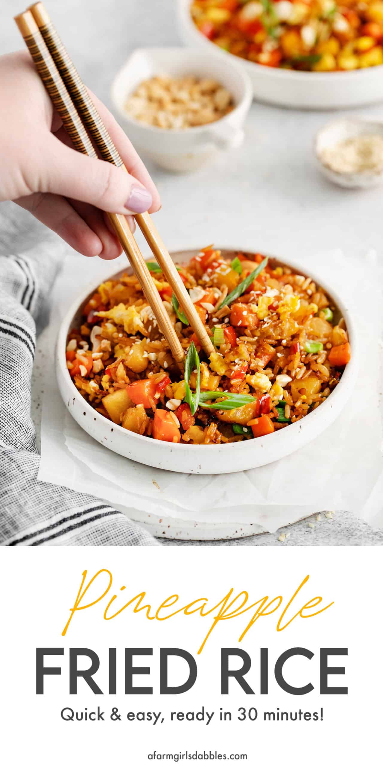 Pinterest image for pineapple fried rice