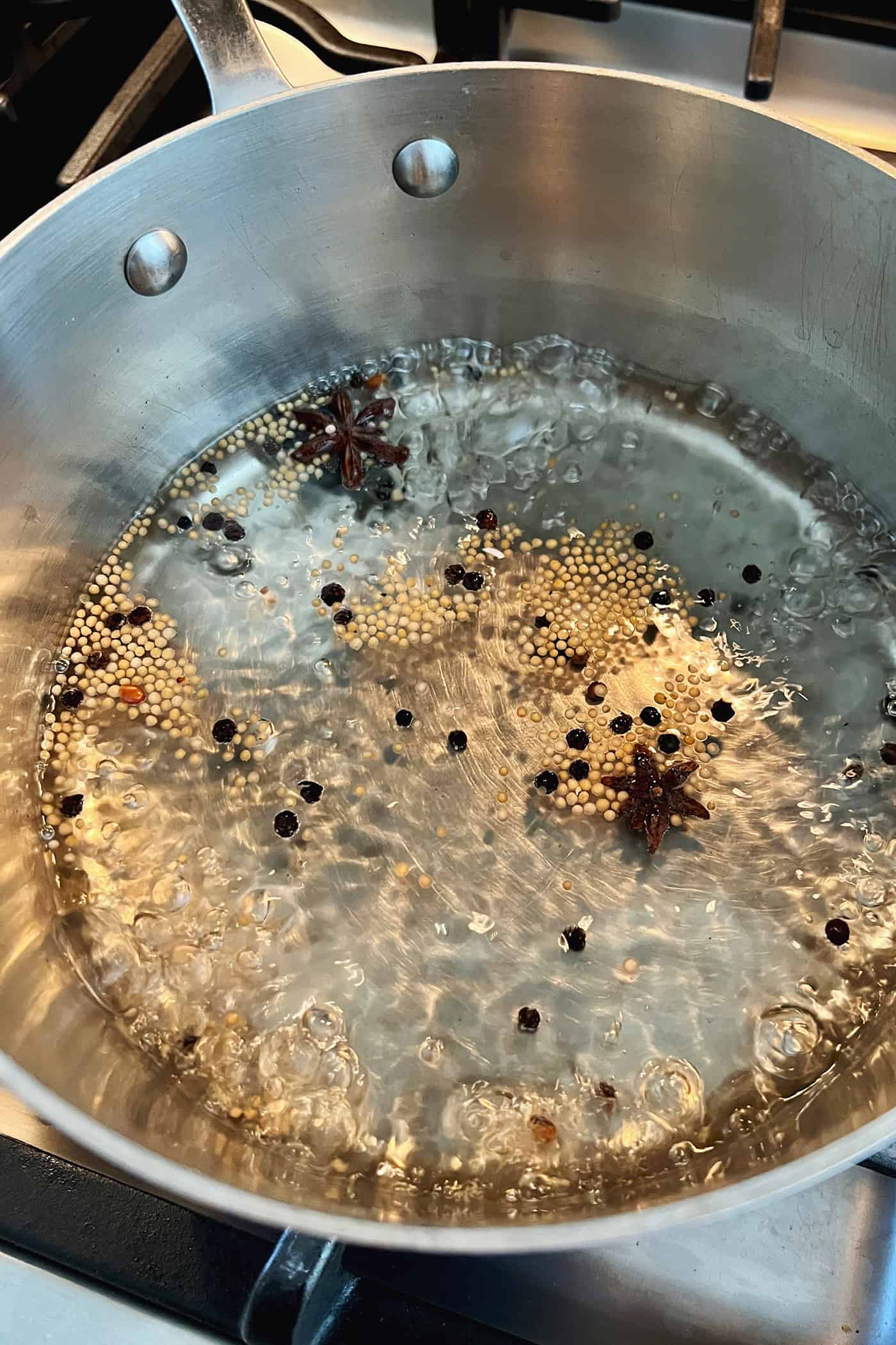 Pickling liquid in a sauce pan