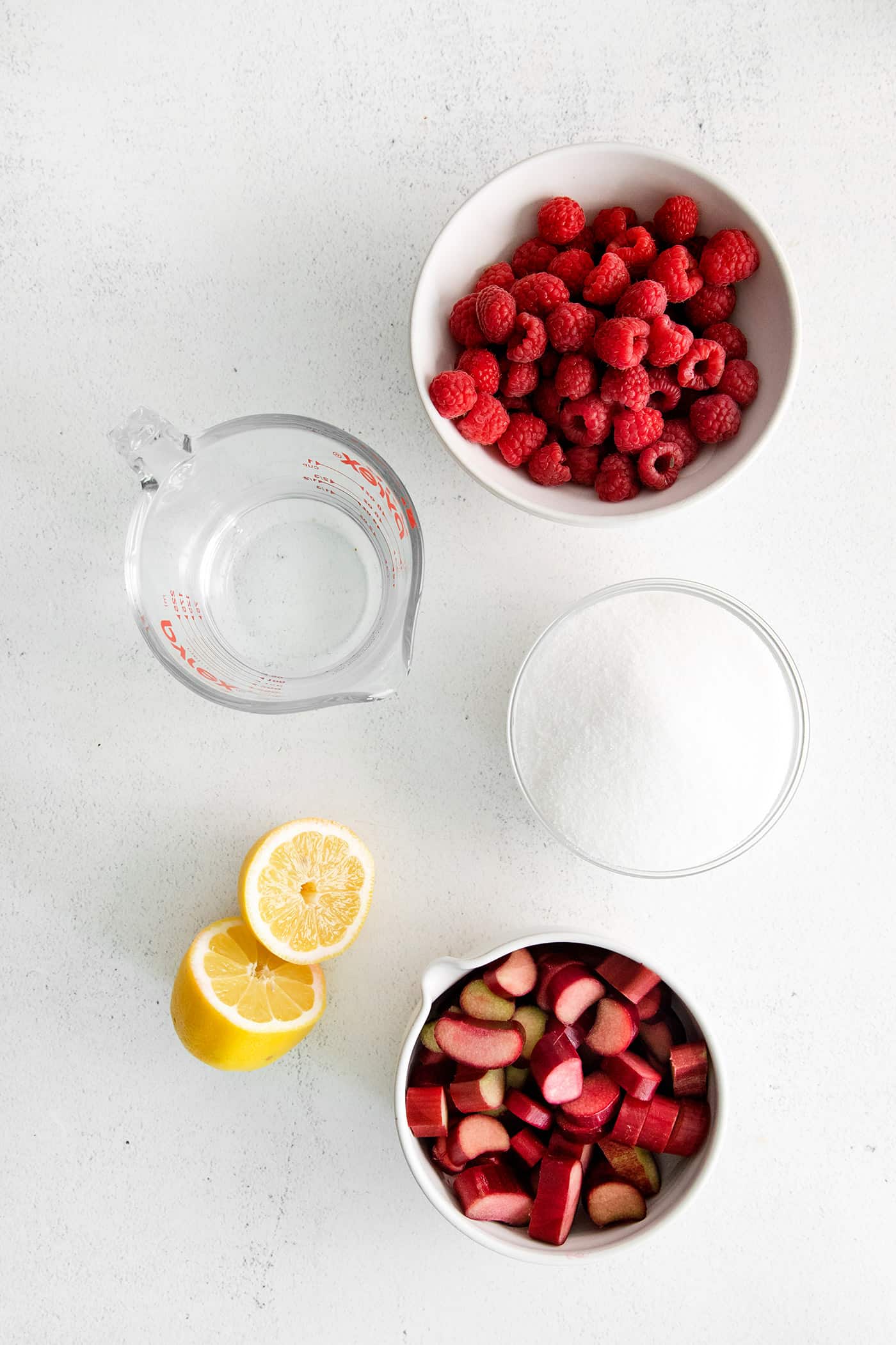 Raspberry rhubarb syrup ingredients