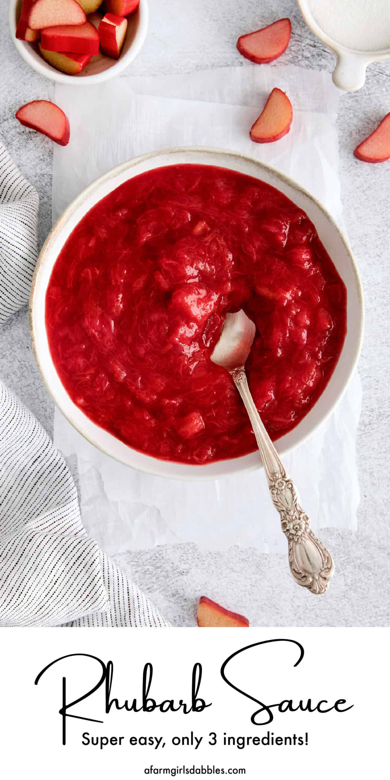 Pinterest image for rhubarb sauce