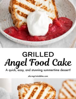 Pinterest image for grilled angel food cake