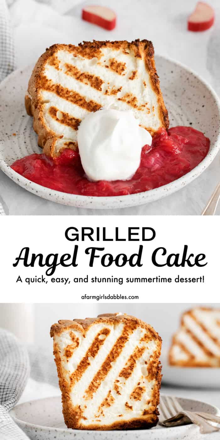 Pinterest image for grilled angel food cake