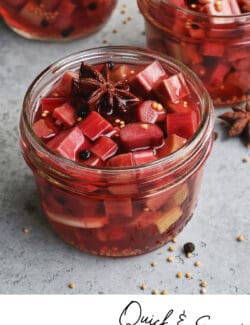 Pinterest image for pickled rhubarb