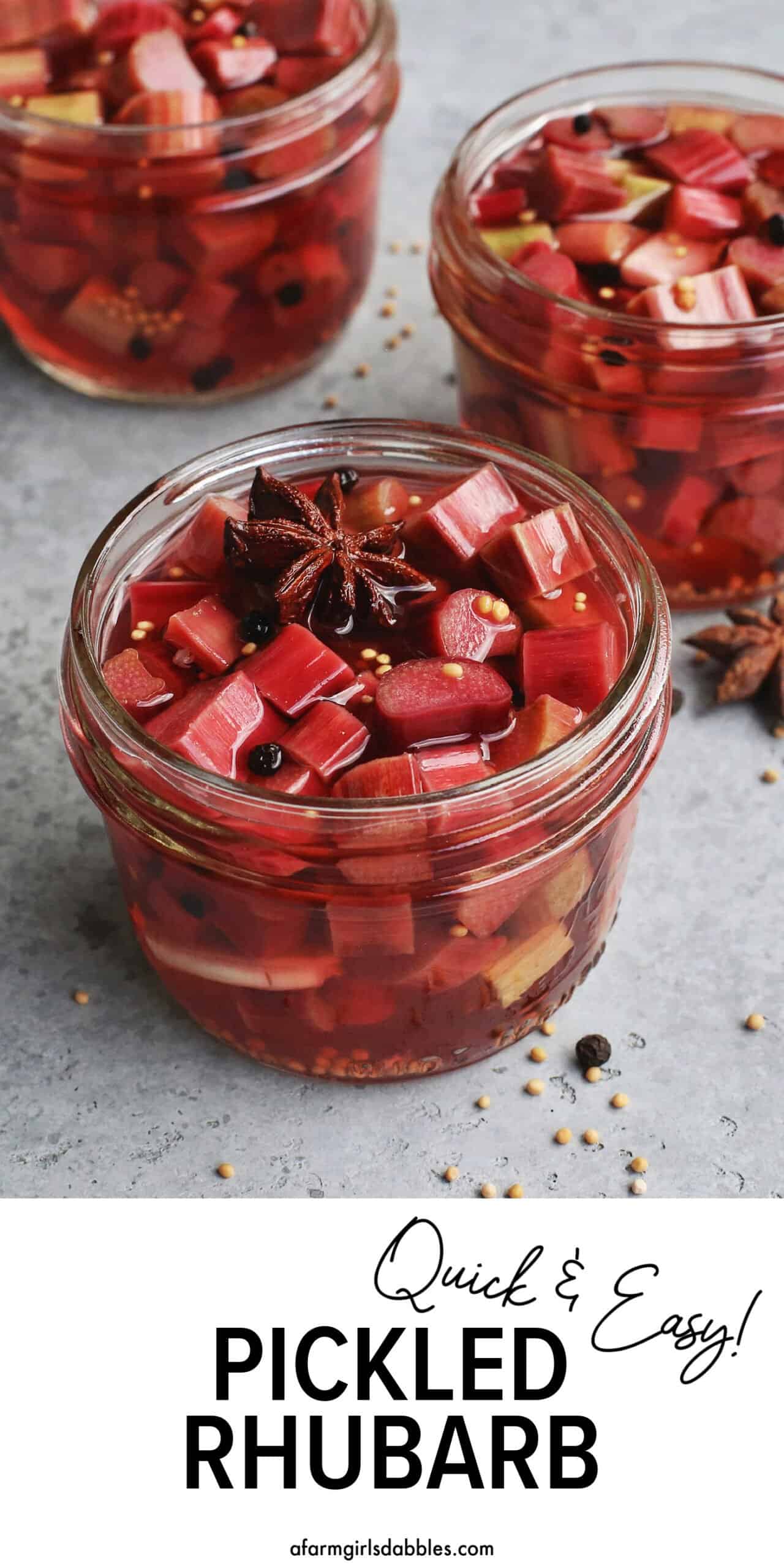 Pinterest image for pickled rhubarb