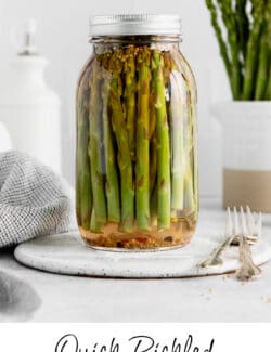 Pinterest image for quick pickled asparagus