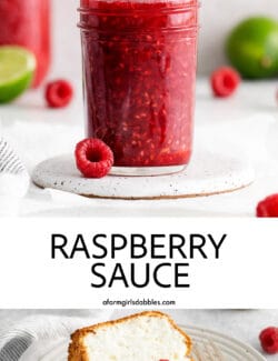 Pinterest image for raspberry sauce