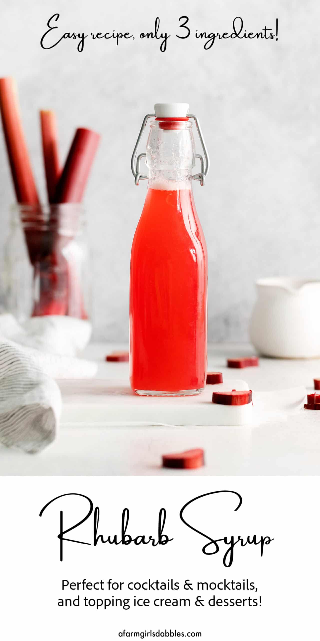 Pinterest image for rhubarb simple syrup