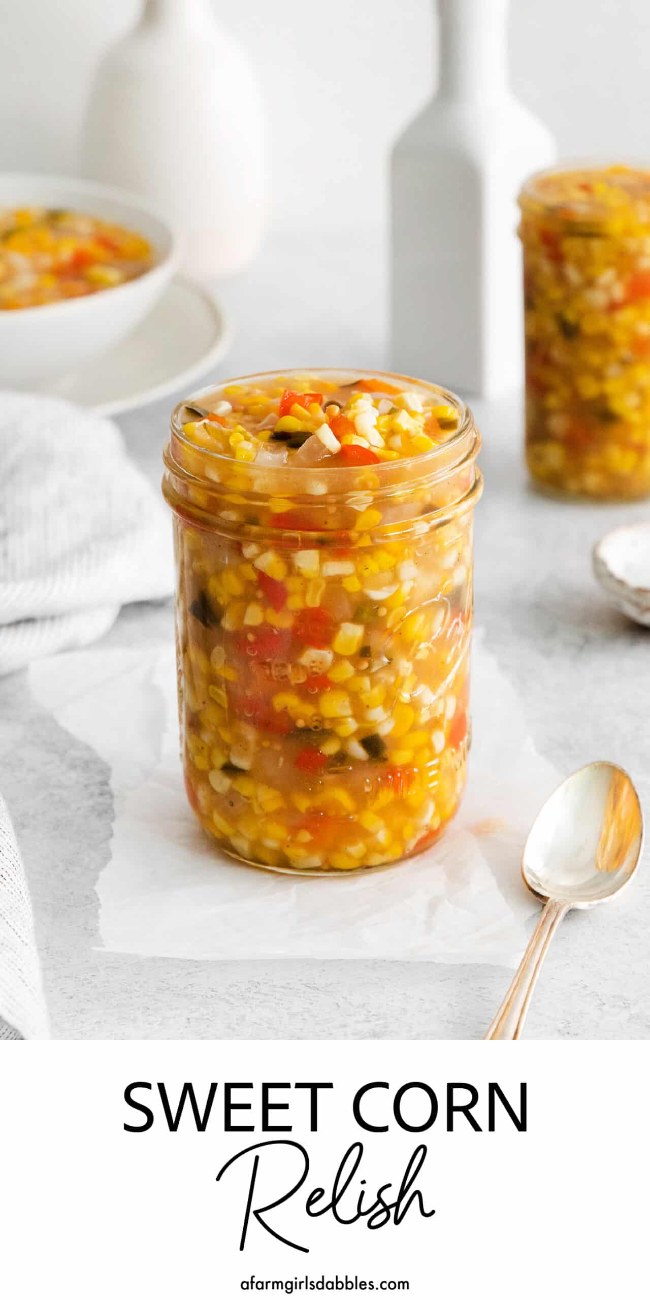 Pinterest image for sweet corn relish