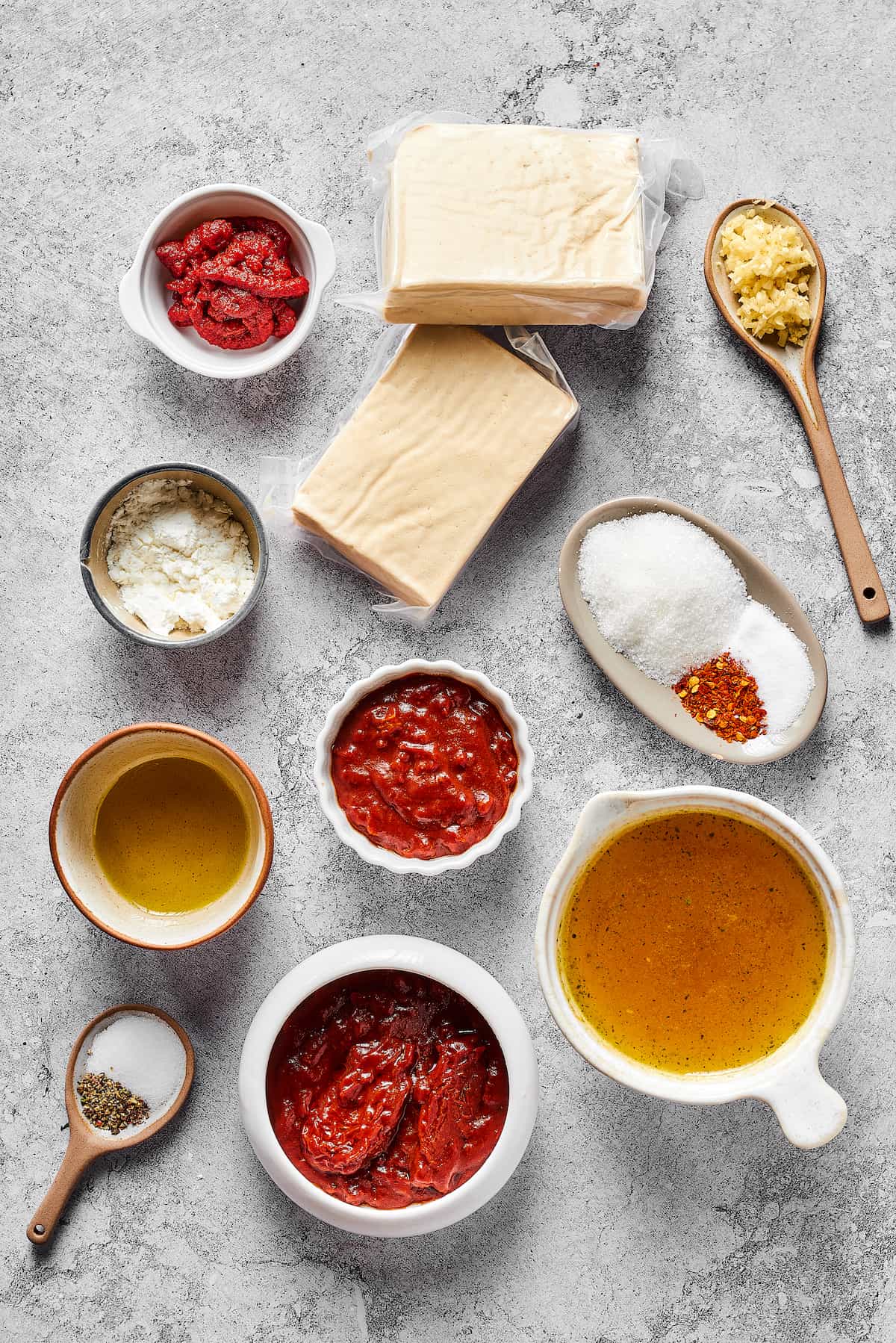 Overhead view of sofritas ingredients