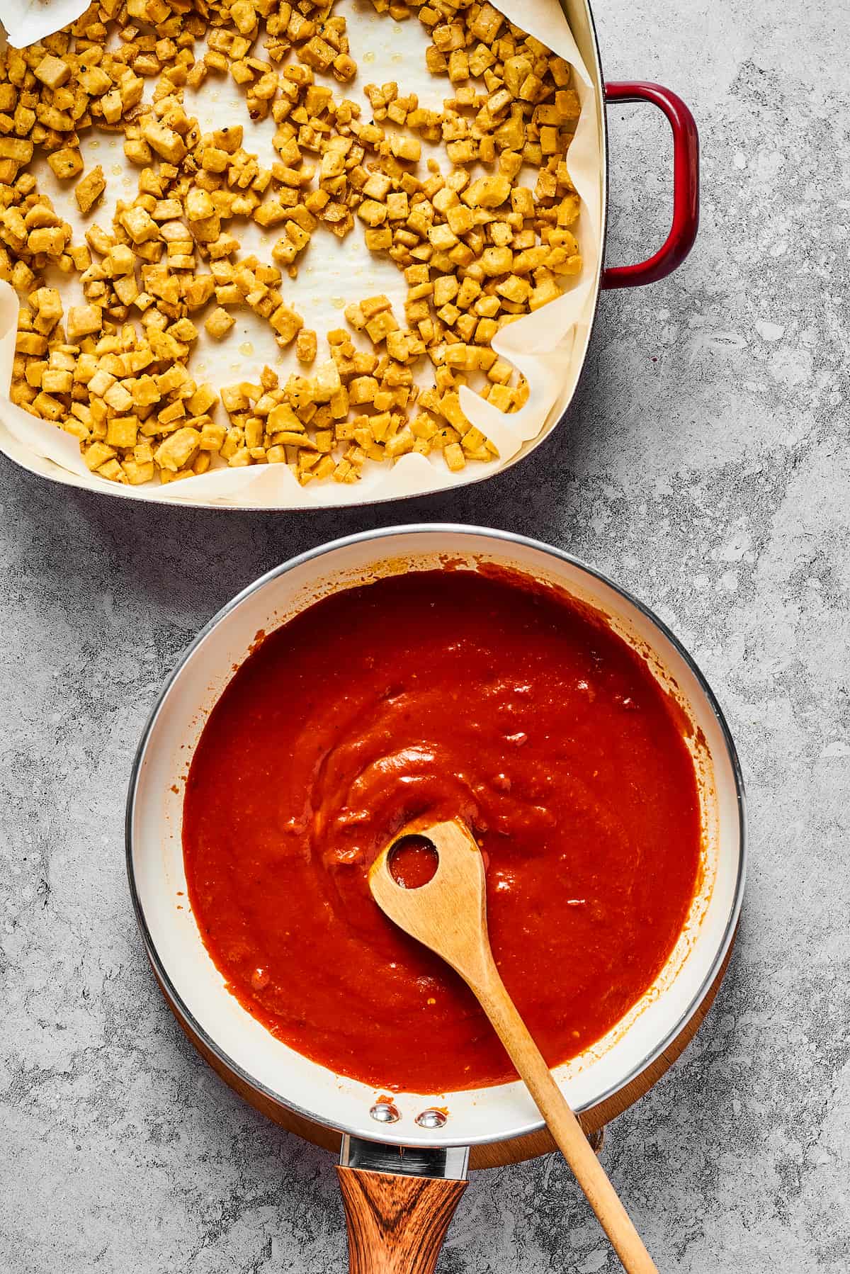 Sofritas sauce in a pan