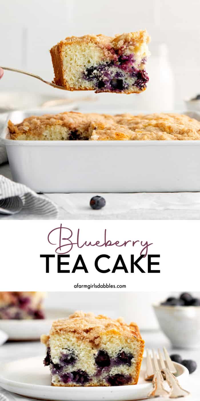 Pinterest image for blueberry tea cake