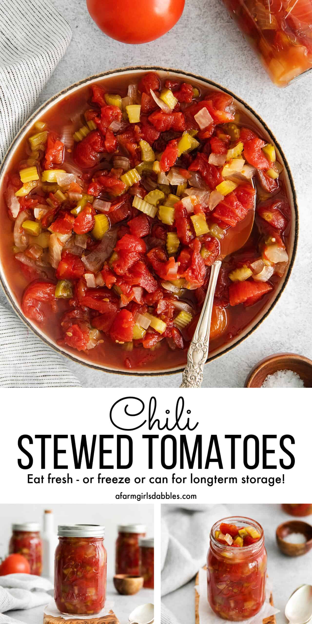 Pinterest image for chili stewed tomatoes