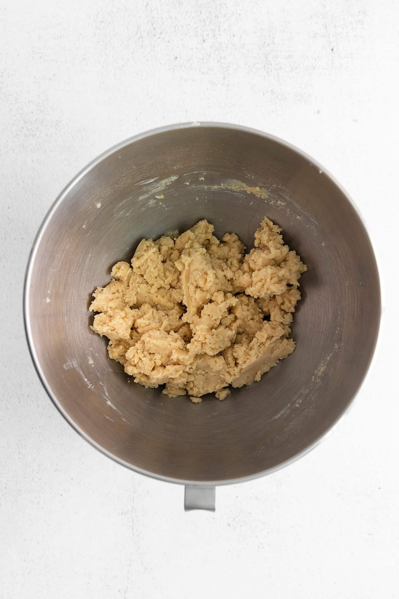 Edible cookie dough batter in a mixing bowl