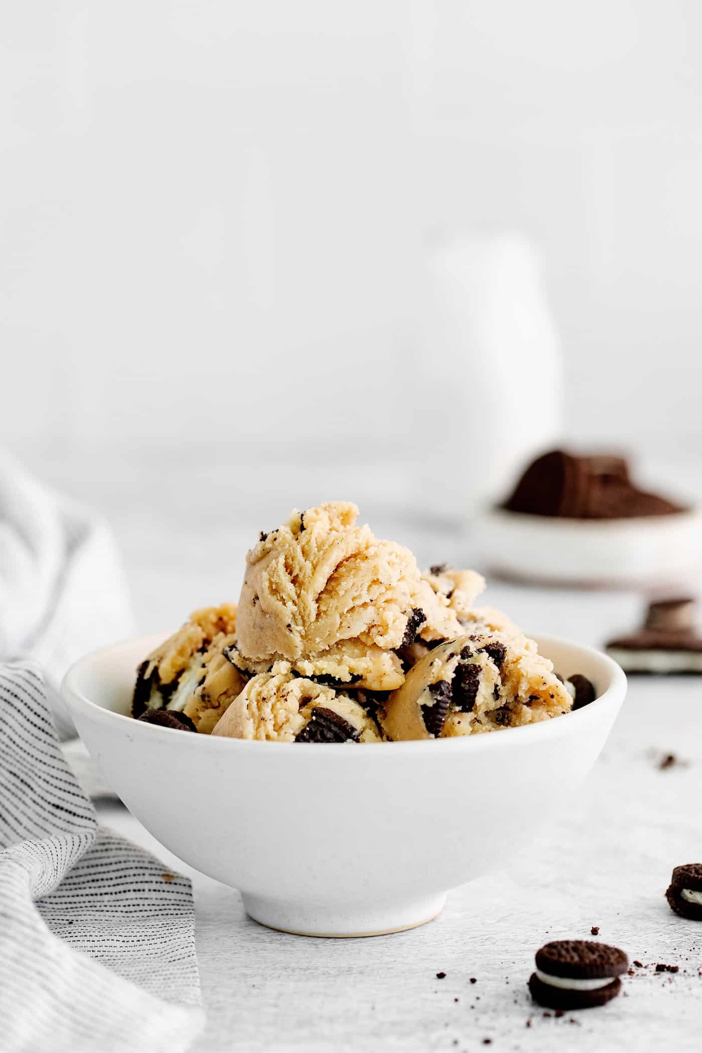 A bowl of cookies and cream edible cookie dough