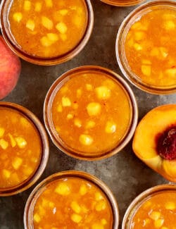 jars of fresh peach jam