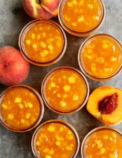 easy homemade peach jam in canning jars
