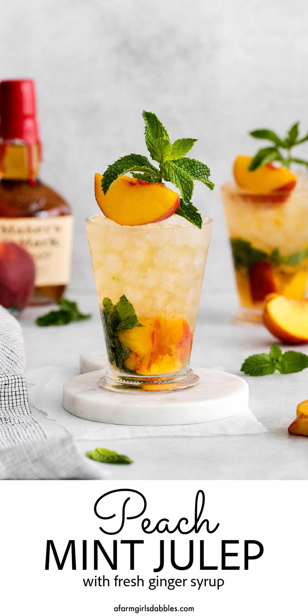 Pinterest image for peach mint julep