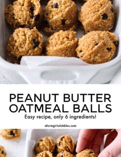 Pinterest image for peanut butter oatmeal balls