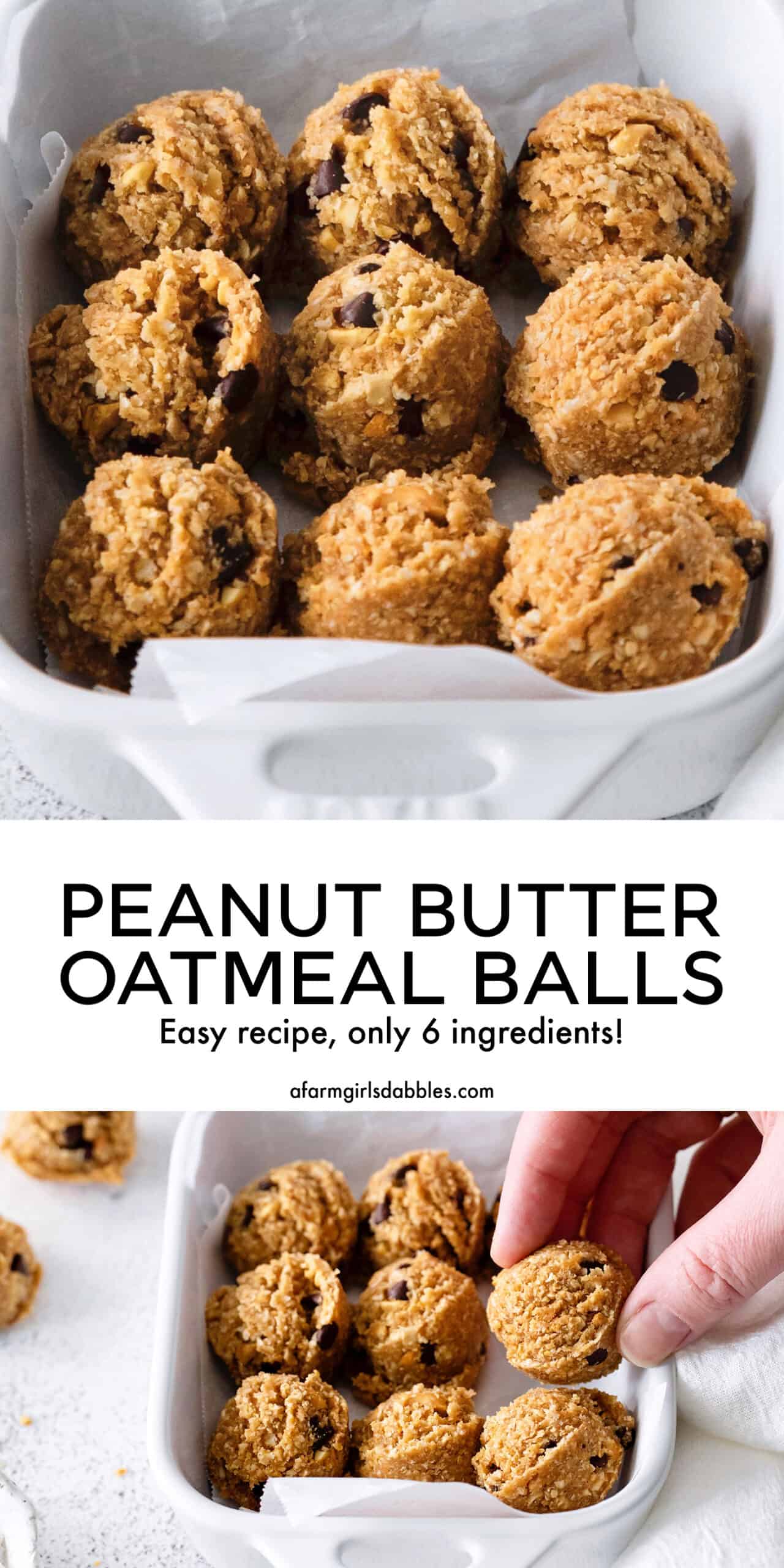 Pinterest image for peanut butter oatmeal balls
