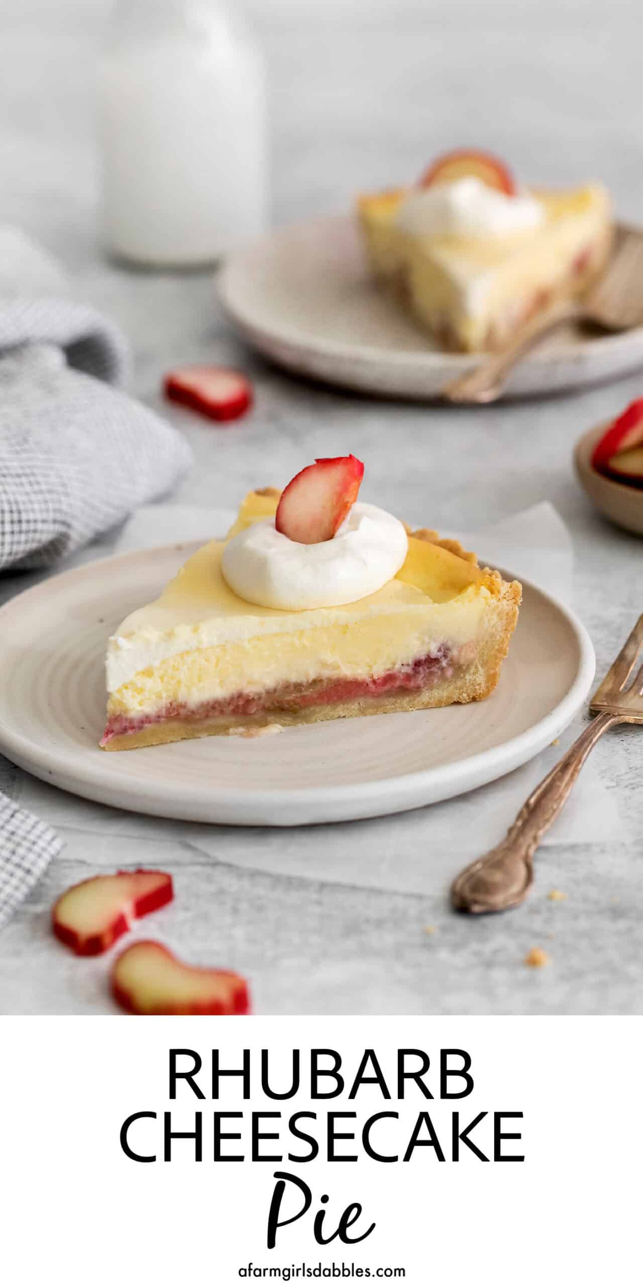 PInterest image for rhubarb cheesecake pie