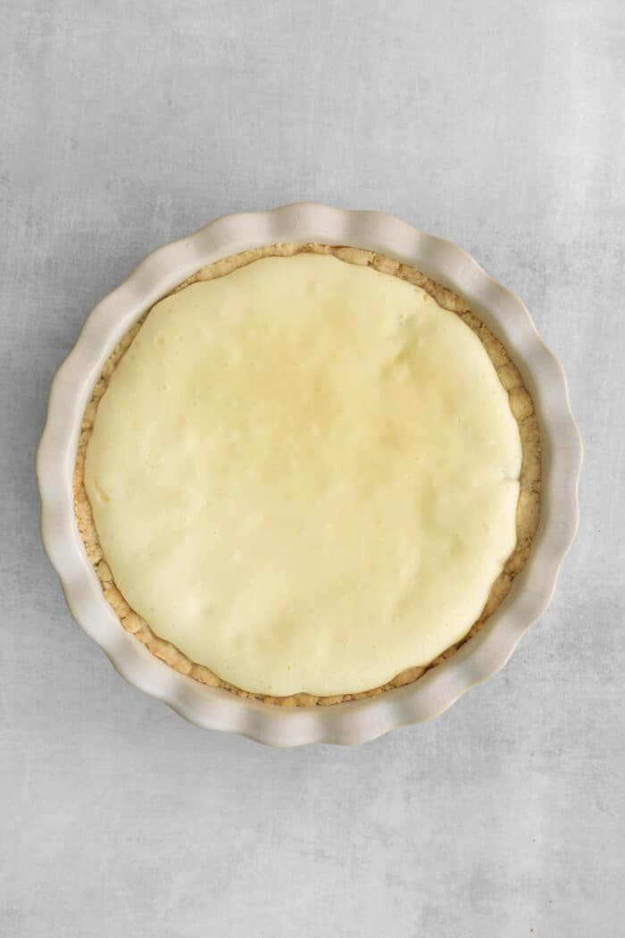 cheesecake layer baked in the pie plate