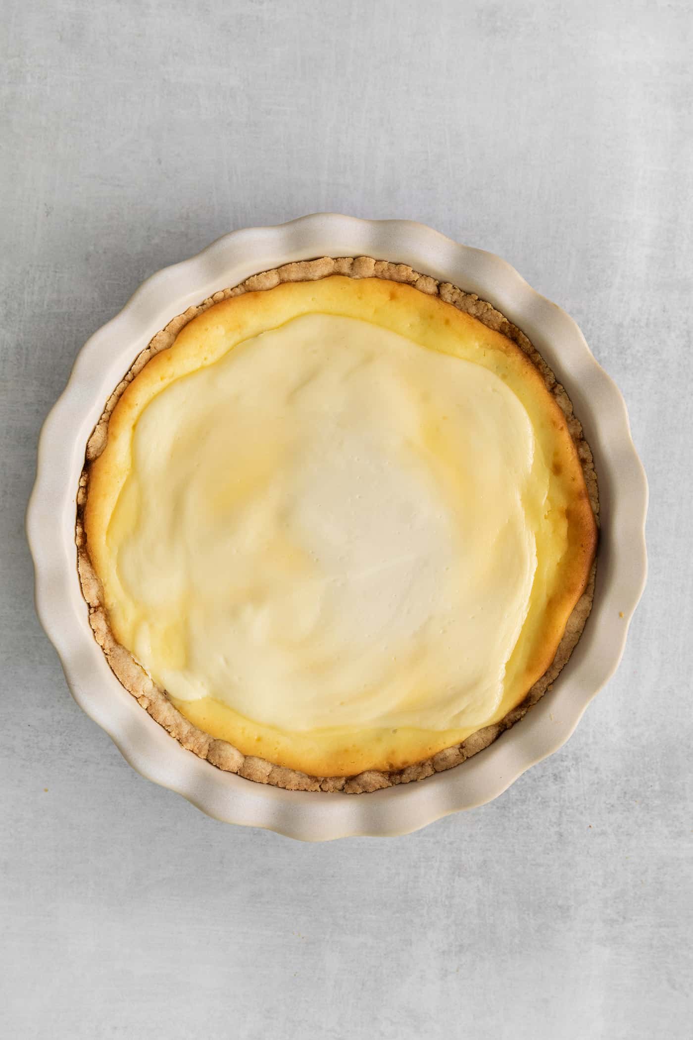 sour cream layer baked on top of the rhubarb cheesecake