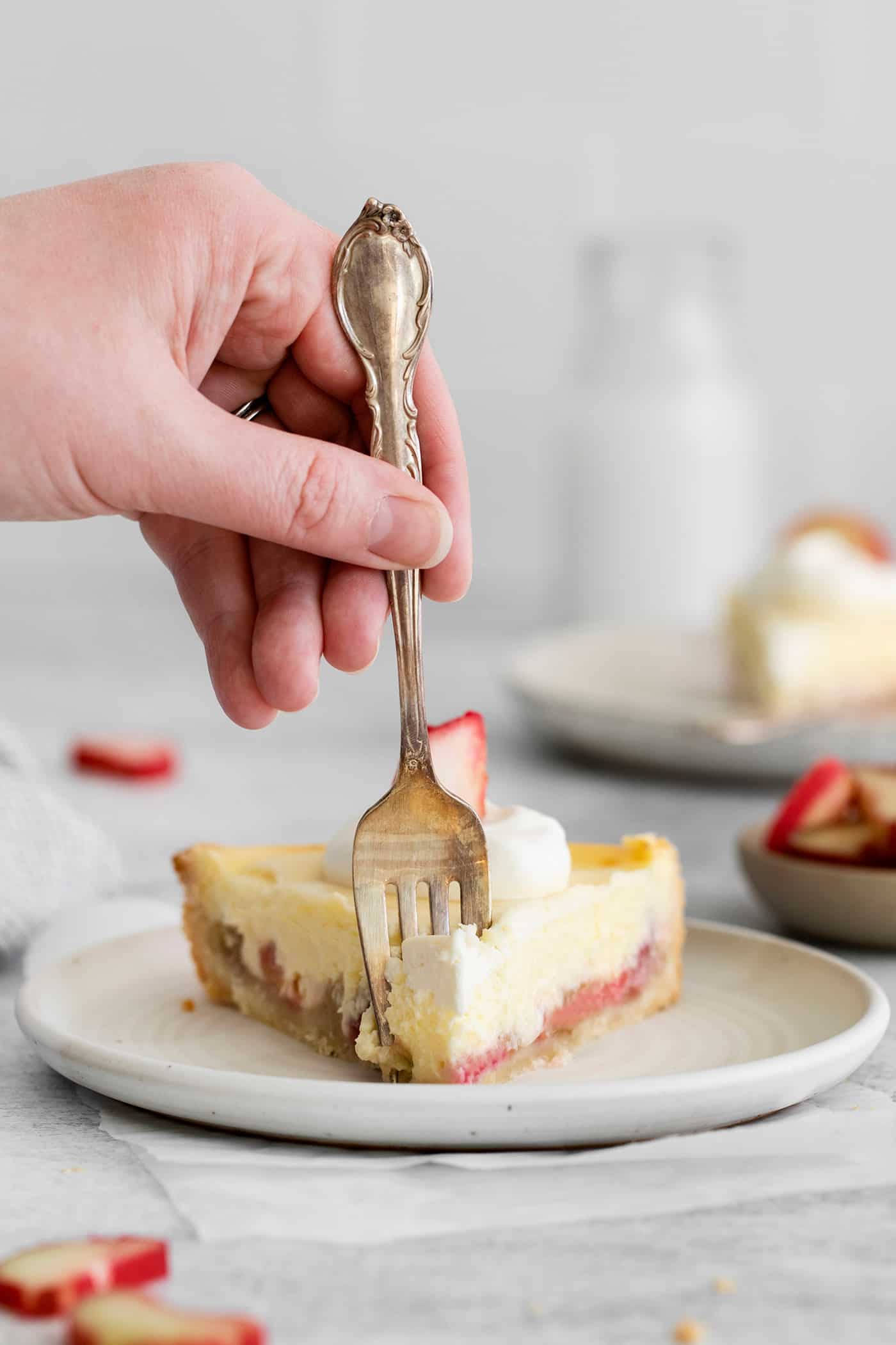 a fork diving into a piece of pie