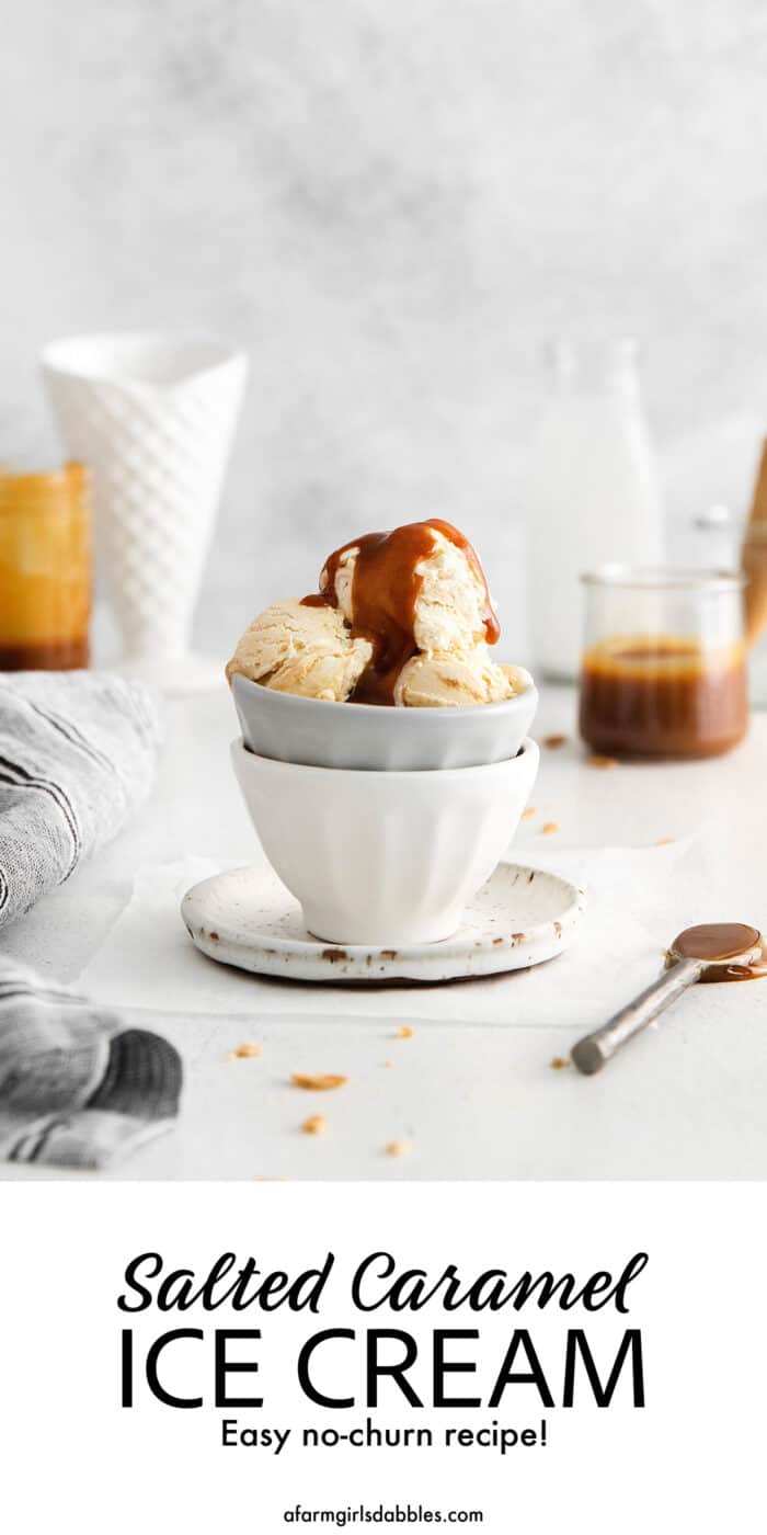 Pinterest image for salted caramel ice cream