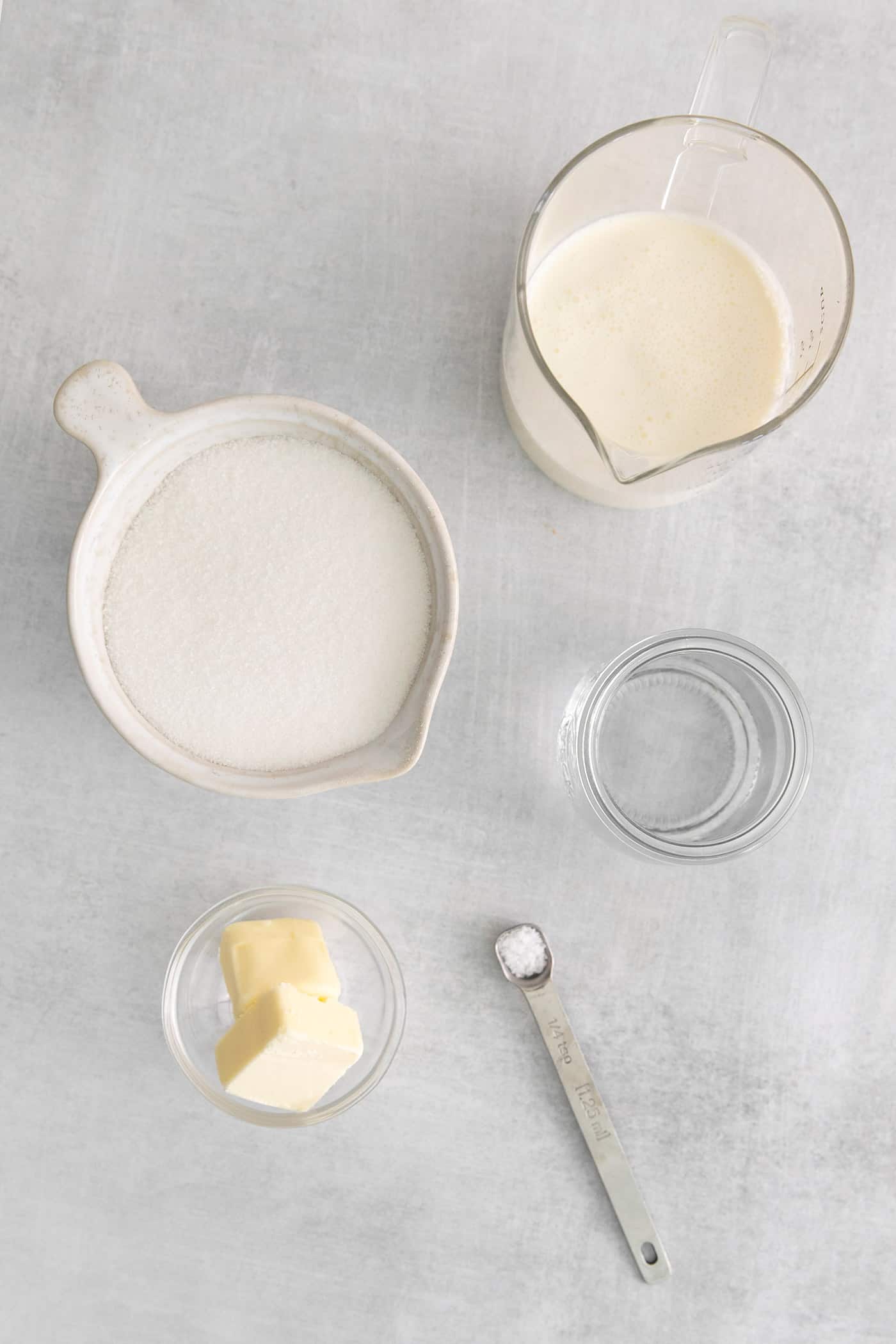 Overhead view of homemade ice cream ingredients