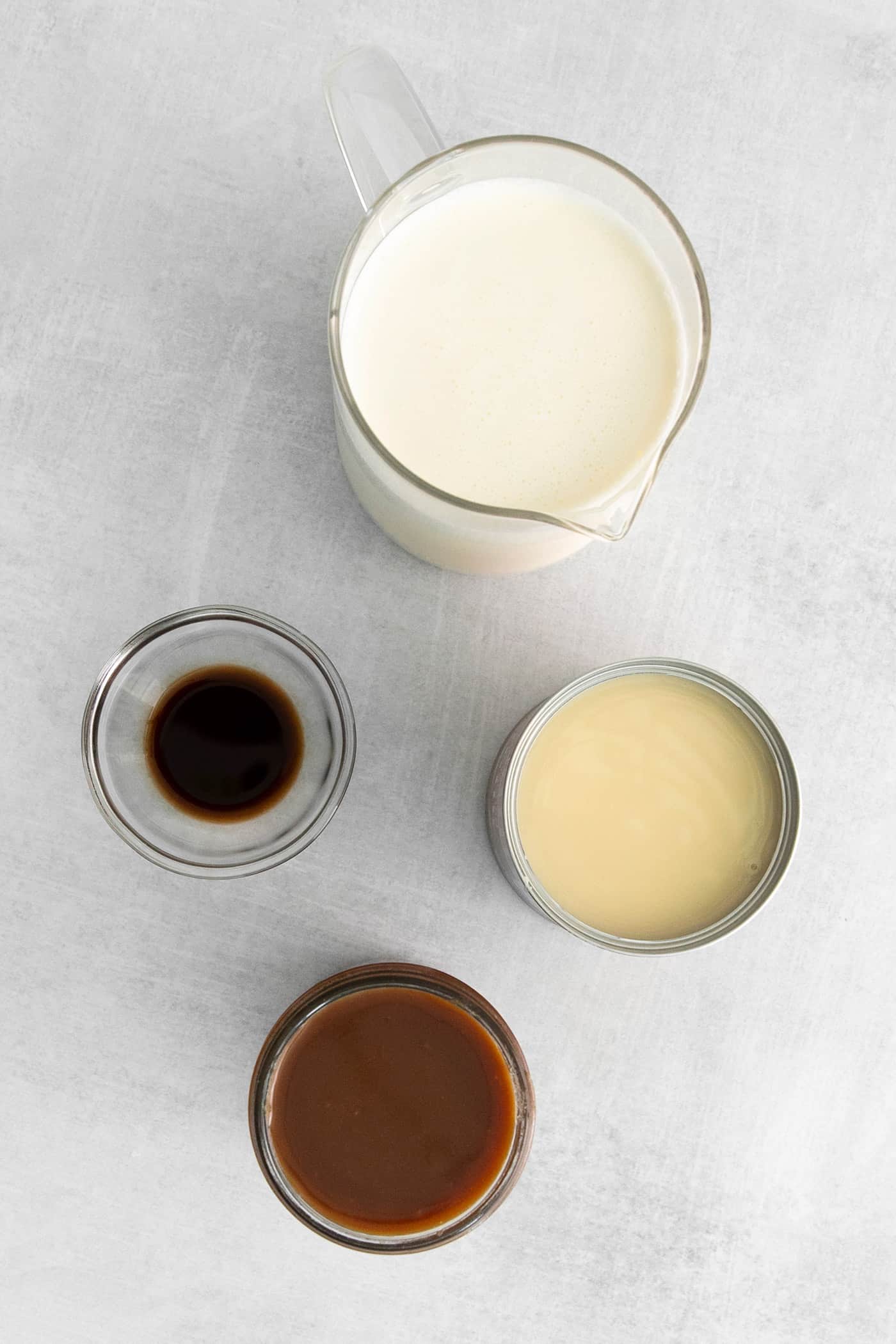 Overhead view of salted caramel ingredients