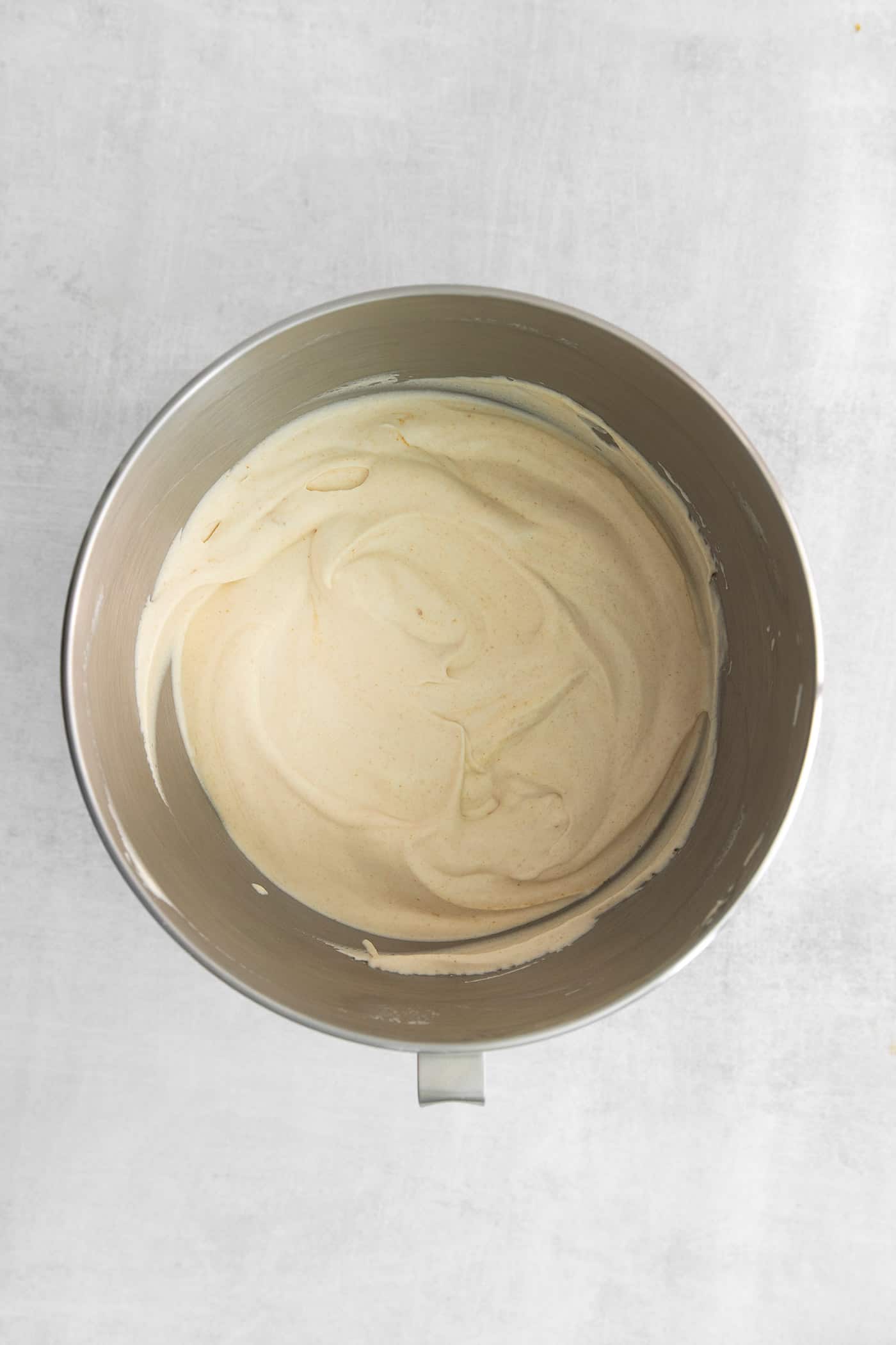 Homemade ice cream in a mixing bowl