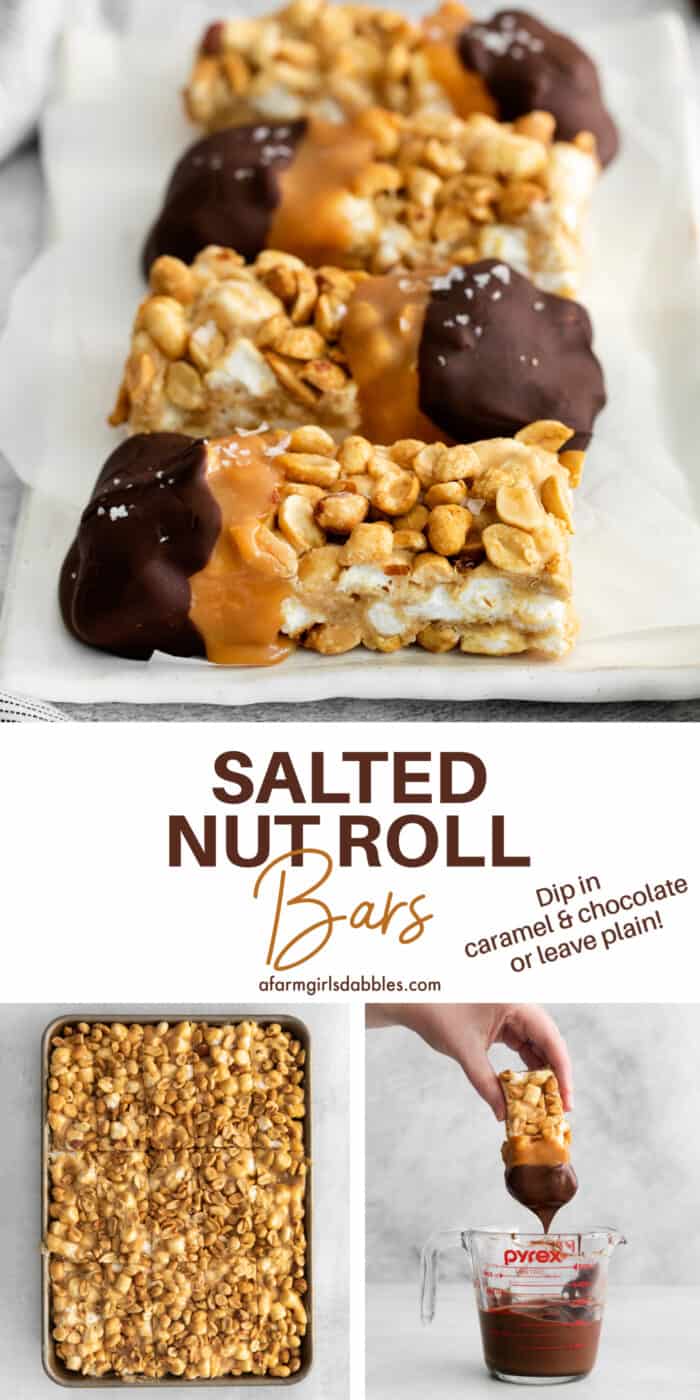 Pinterest image for salted nut roll bars