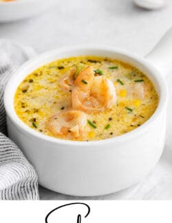 Pinterest image for shrimp corn chowder