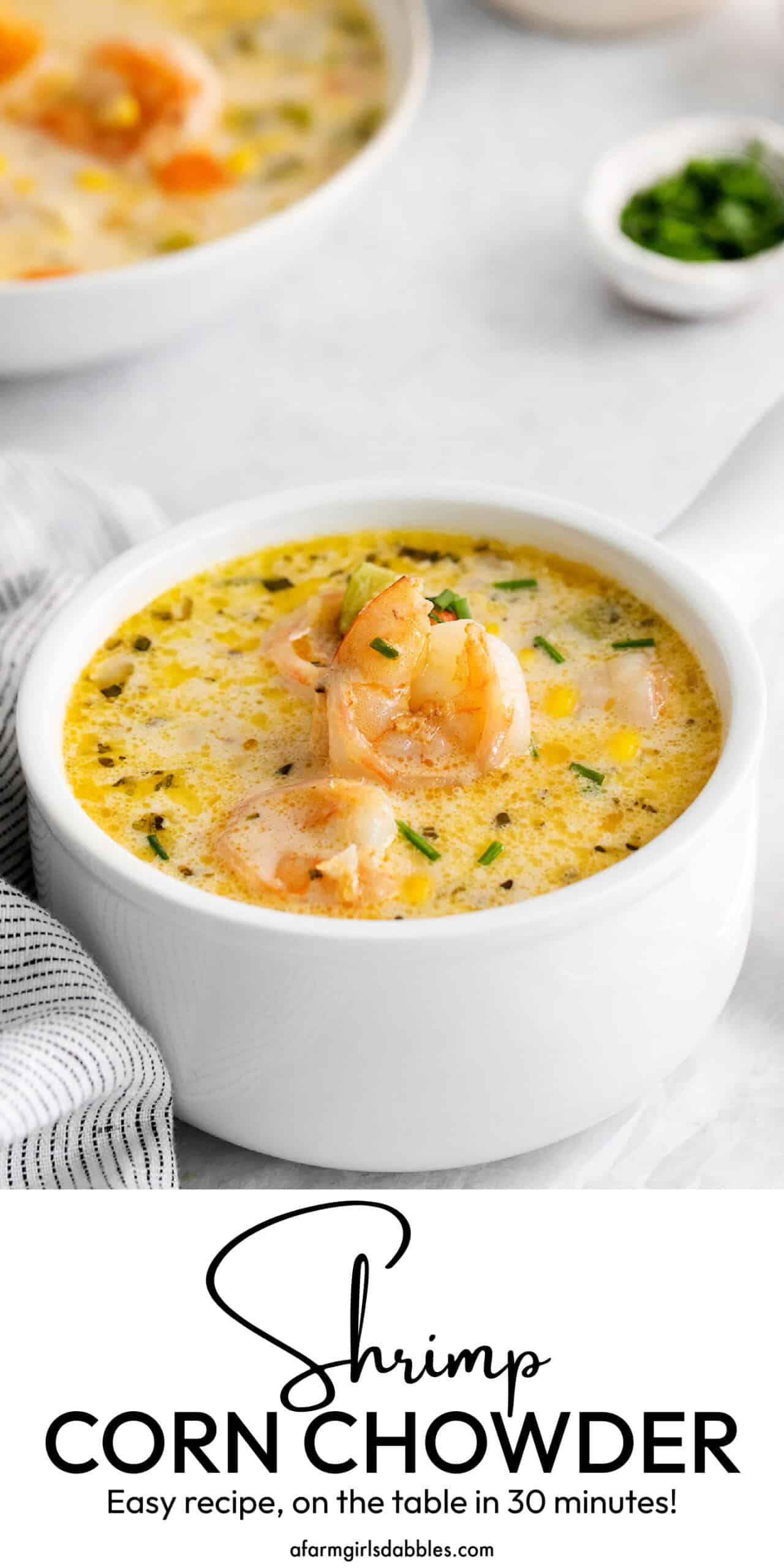 Pinterest image for shrimp corn chowder