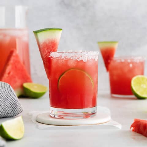 a glass of watermelon flavored margarita