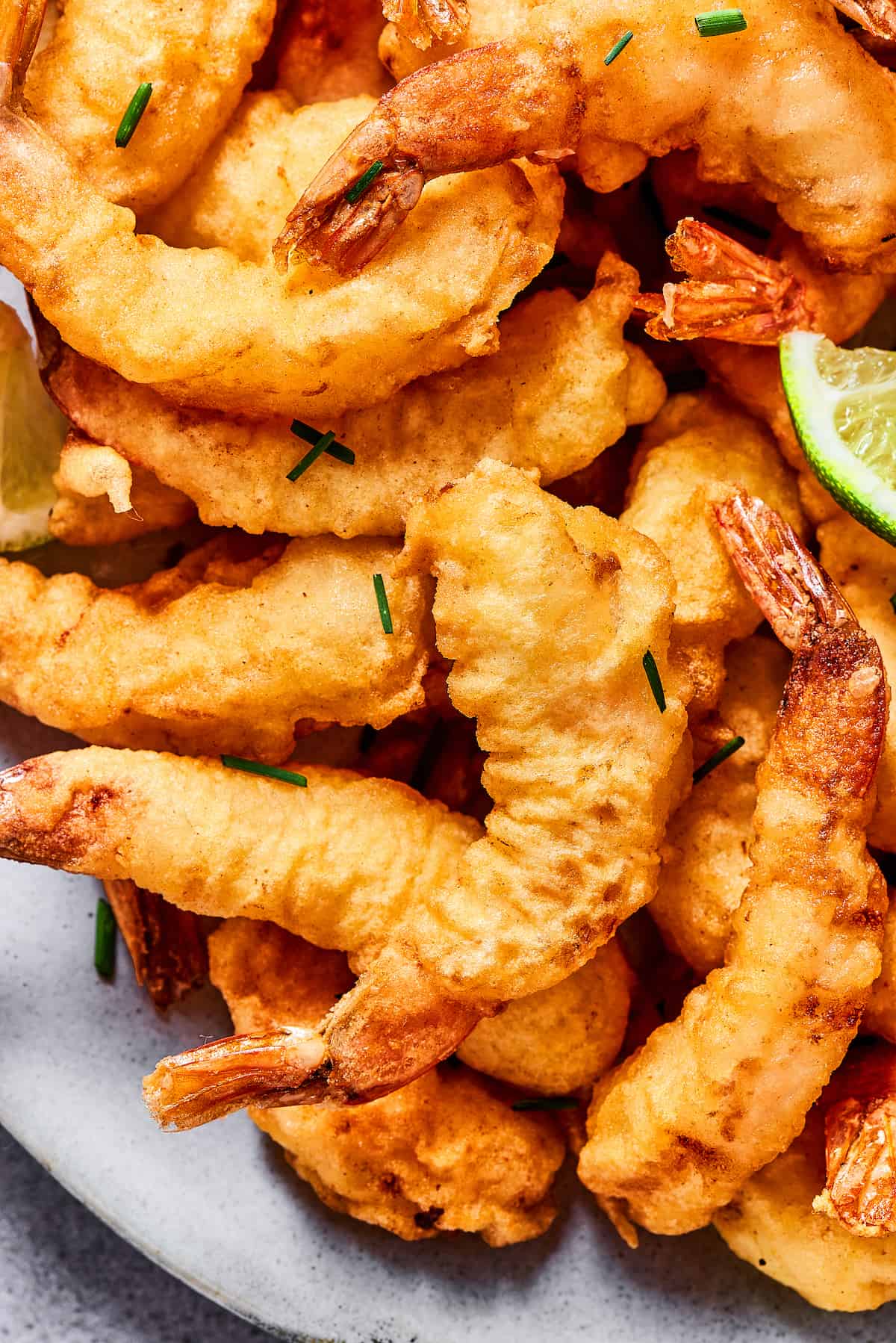 Close-up of a plate of shrimp tempura