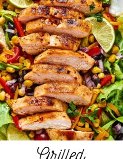 Pinterest image for grilled chicken southwest salad